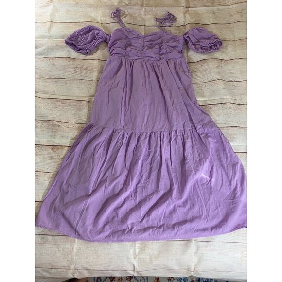 Universal Thread Women's Lavender Puff Sleeve Cold Shoulder Maxi Dress - XL - Picture 5 of 14